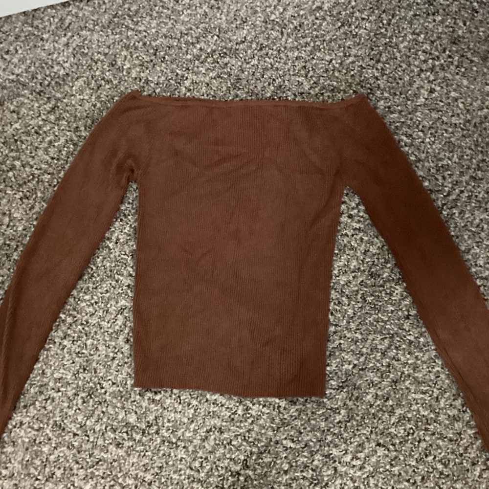 Chic Off-Shoulder Brown Sweater